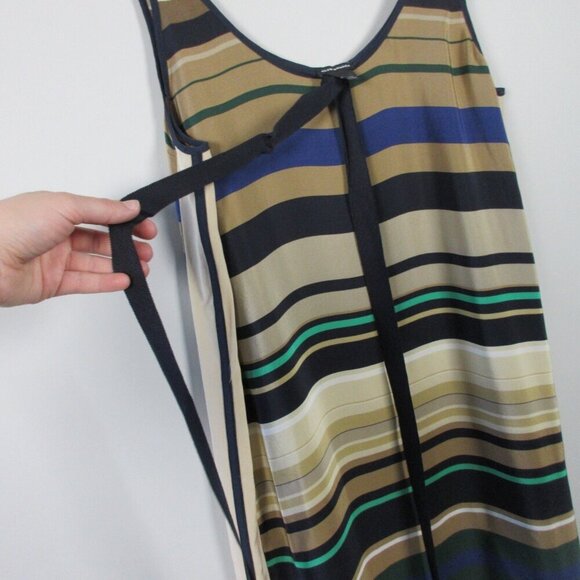 Club Monaco 100% Silk Dress 4 Striped Scoop Neck Sleeveless Casual Party 92 - Picture 8 of 12